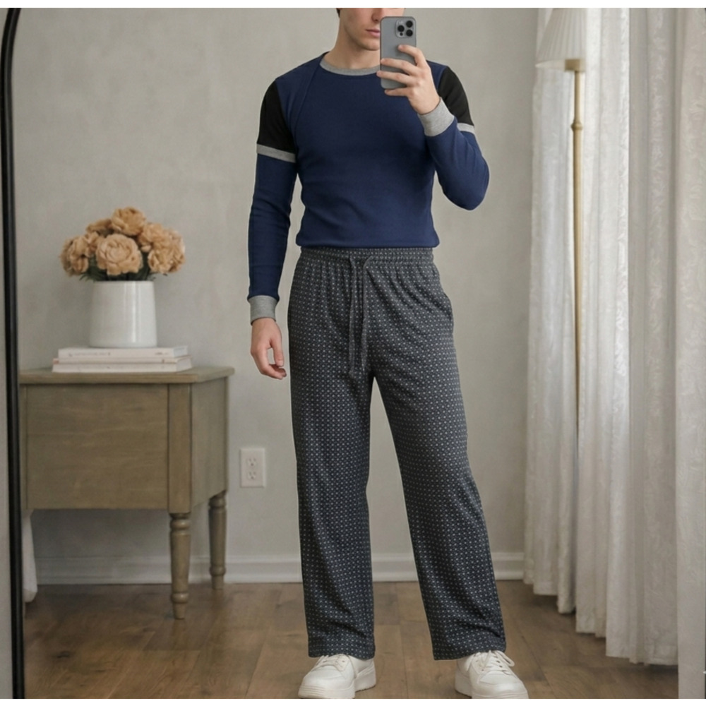 Stafford Men's Gray Diamond Lounge Pants Large - 100% Cotton